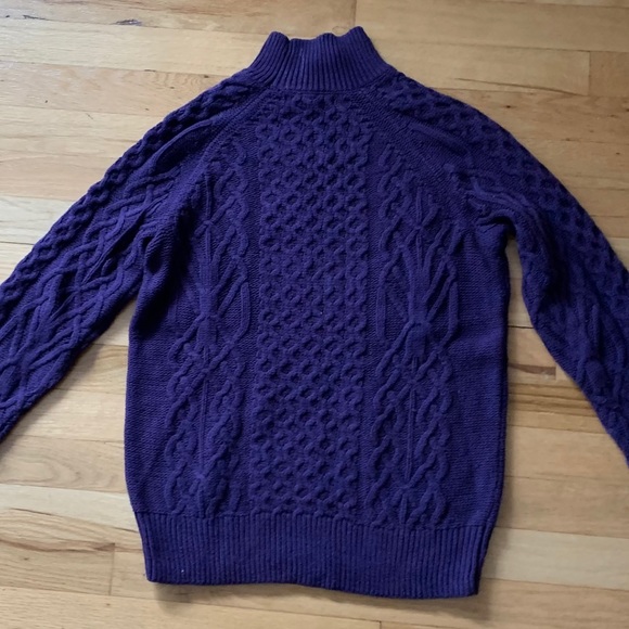 Purple Mock Neck Cable Knit Sweater - Medium - Picture 3 of 10